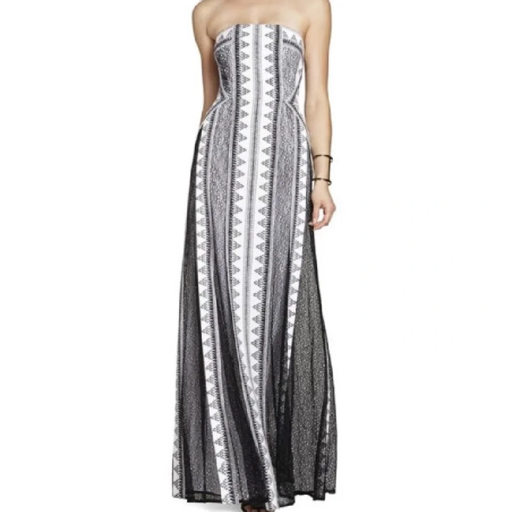 NWT BCBGMaxAzria Sz 10 KIA Black & White Maxi Dress - Picture 1 of 11